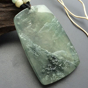 (高松峰大师作品)(超值推荐)冰玻种晴水略飘花伯乐相马挂件