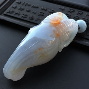 糯冰种淡紫罗兰略带黄翡样样如意挂件