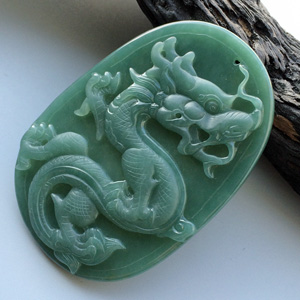 糯冰种蓝水龙牌挂件