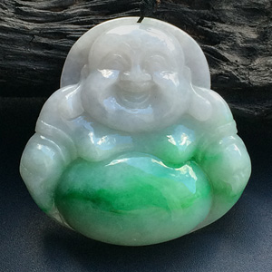 糯冰种飘翠玉佛挂件