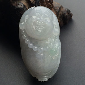 糯冰种淡晴水站佛挂件/手玩件