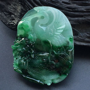 糯冰种飘花独占鳌头挂件