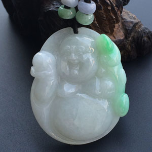 (超值推荐)糯冰种飘翠玉佛挂件