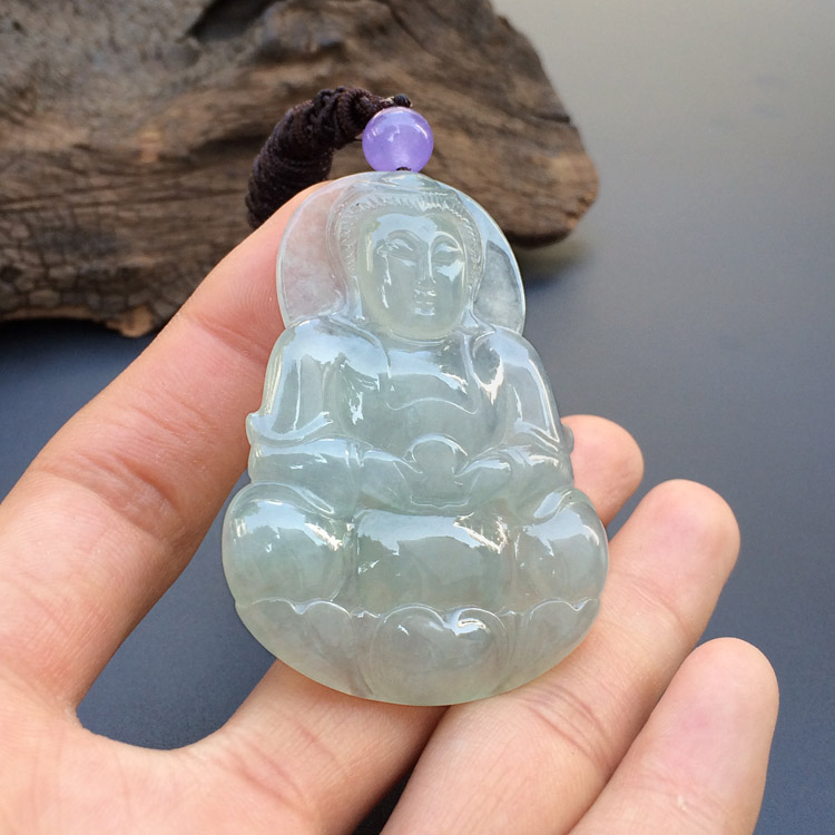 糯冰种淡晴水观音挂件