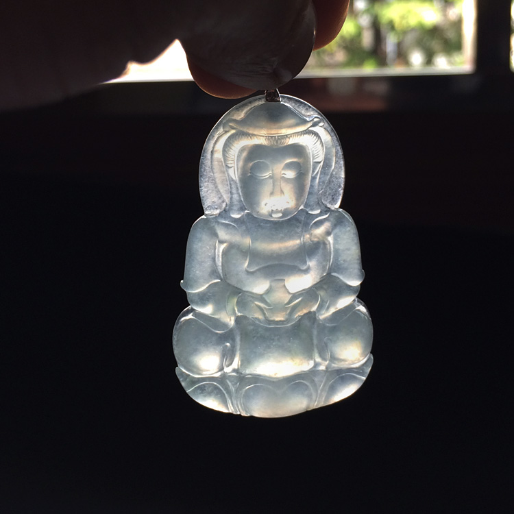 (超值推荐)冰玻种淡晴水观音挂件