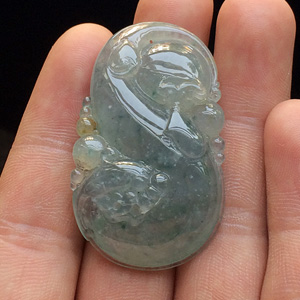 冰种飘花龙行如意挂件