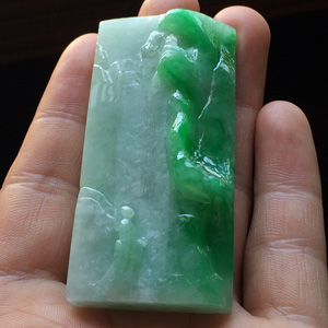 (超值推荐)糯冰种翠色宁静致远挂件