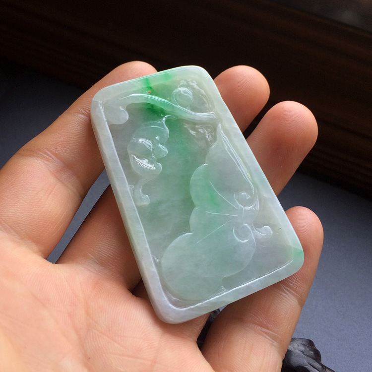 糯冰种飘翠鸟语花香挂件