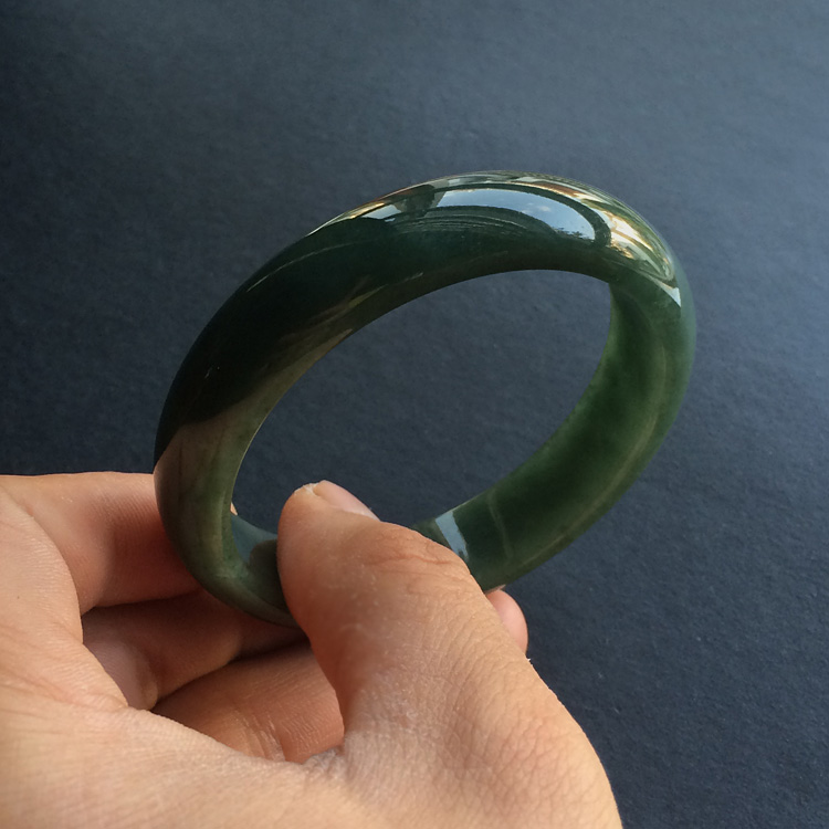 糯冰种油青手镯(57.9mm) - 57mm - 翡翠王朝