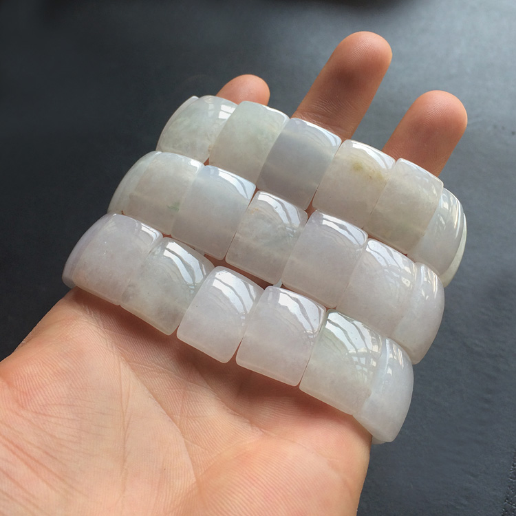 糯冰种白色淡晴水玉片手链(单价)