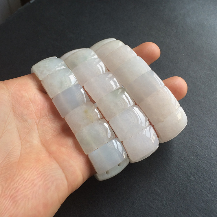 糯冰种白色淡晴水玉片手链(单价)