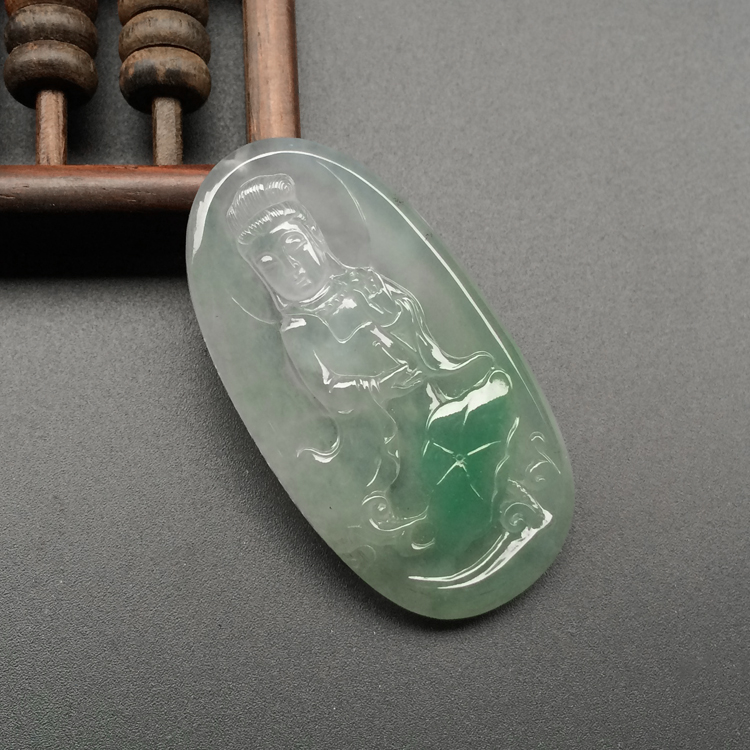 (超值推荐)冰种飘翠莲花观音挂件