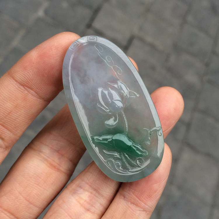 (超值推荐)冰种飘翠莲花观音挂件