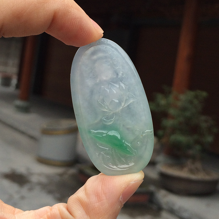 (超值推荐)冰种飘翠莲花观音挂件