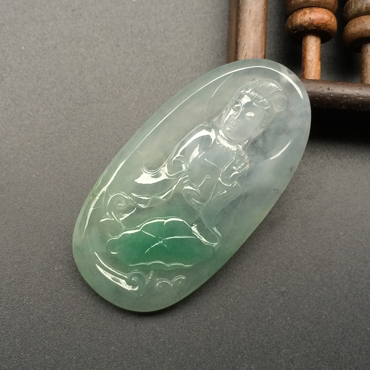(超值推荐)冰种飘翠莲花观音挂件