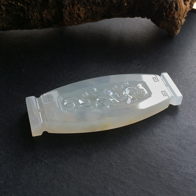 冰种淡晴水仿古龙凤牌挂件