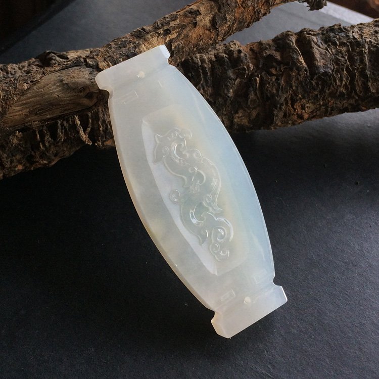 冰种淡晴水仿古龙凤牌挂件