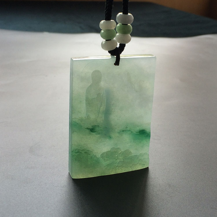 (超值推荐)(高松峰大师作品)冰种飘花佛光普照挂件