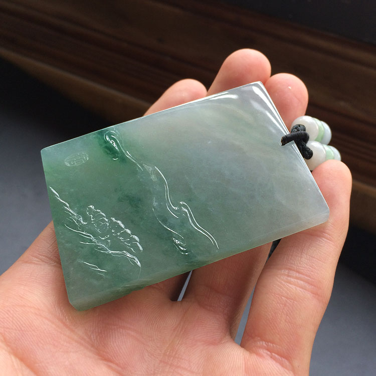 (超值推荐)(高松峰大师作品)冰种飘花佛光普照挂件