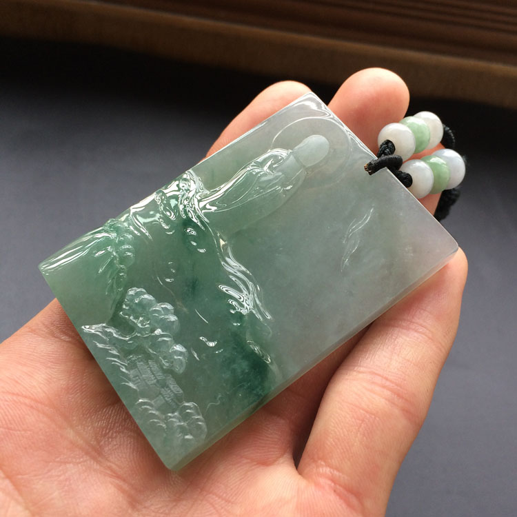 (超值推荐)(高松峰大师作品)冰种飘花佛光普照挂件