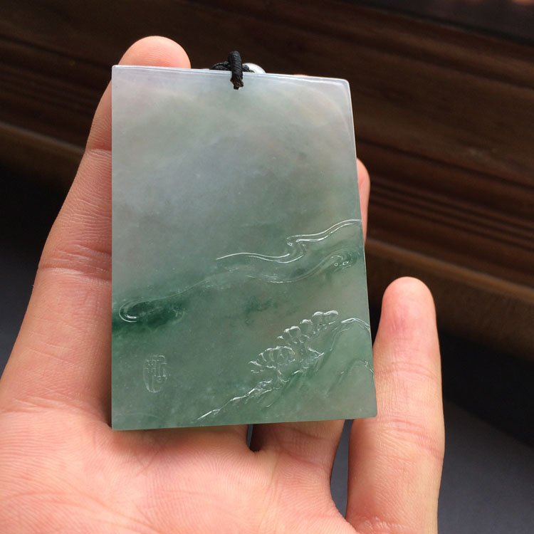 (超值推荐)(高松峰大师作品)冰种飘花佛光普照挂件