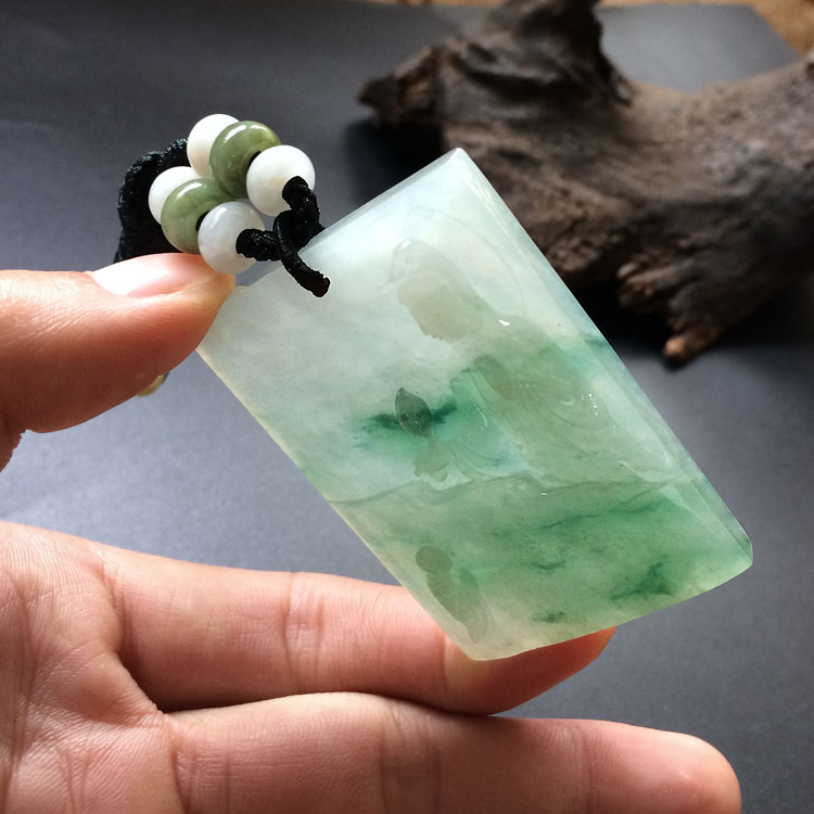 (超值推荐)(高松峰大师作品)冰种飘花普度众生挂件