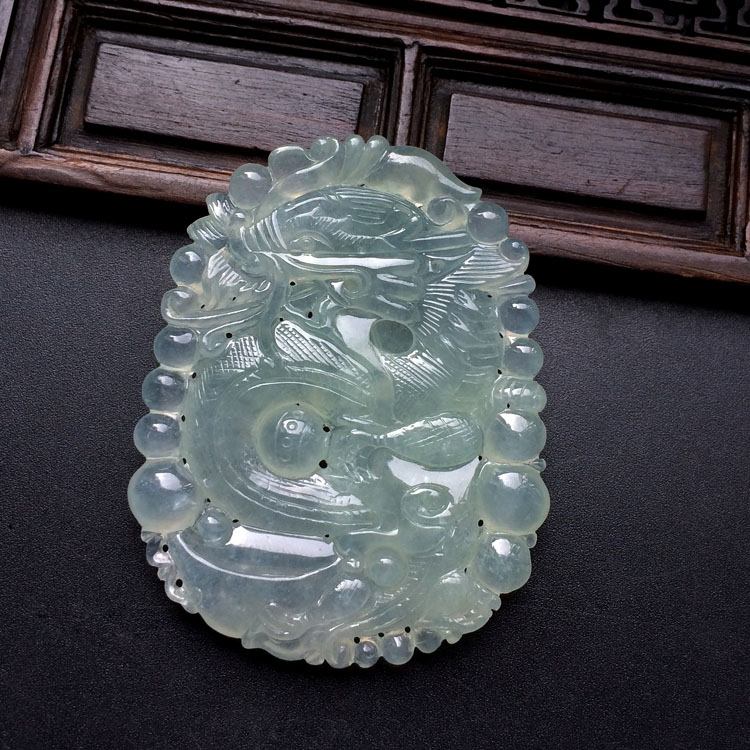 (超值推荐)冰种晴水龙牌挂件(一对)
