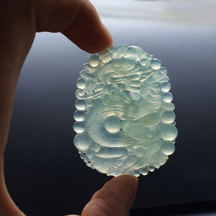 (超值推荐)冰种晴水龙牌挂件(一对)