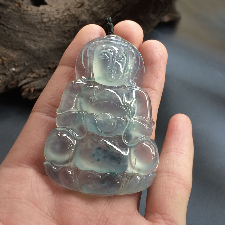 (超值推荐)冰玻种飘花观音挂件