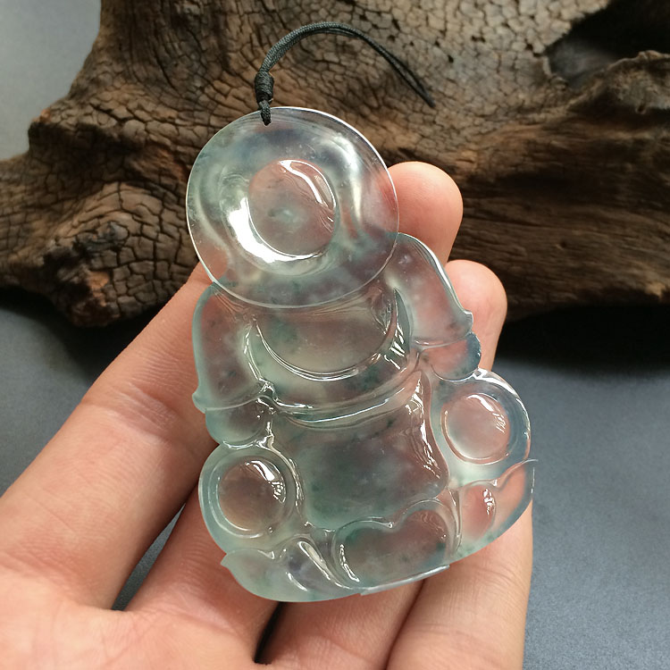 (超值推荐)冰玻种飘花观音挂件