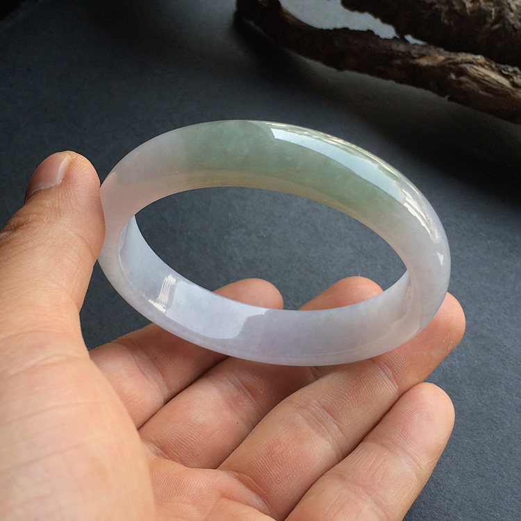 糯冰种淡紫罗兰手镯(56.7mm)