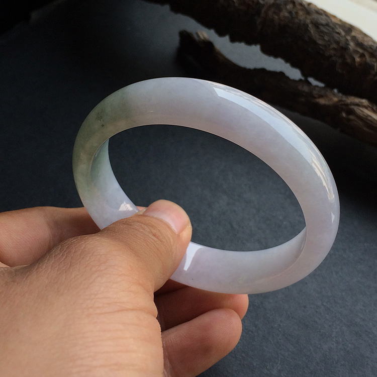 糯冰种淡紫罗兰手镯(56.7mm)