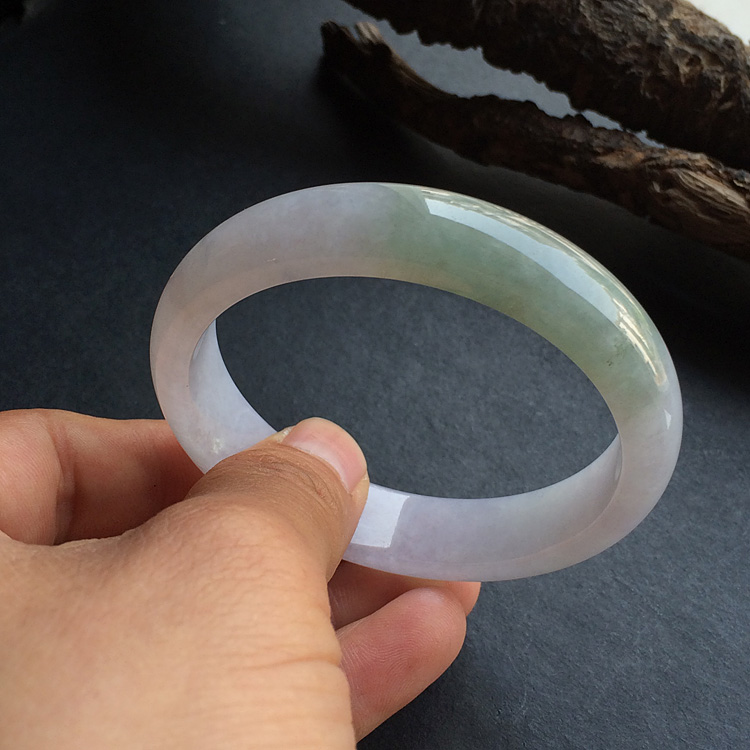 糯冰种淡紫罗兰手镯(56.7mm)