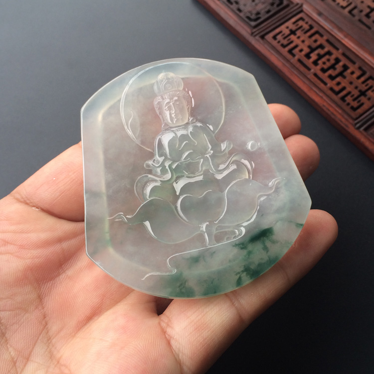 （超值推荐）冰玻种飘花观音挂件