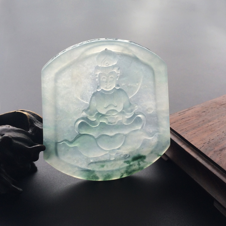 （超值推荐）冰玻种飘花观音挂件