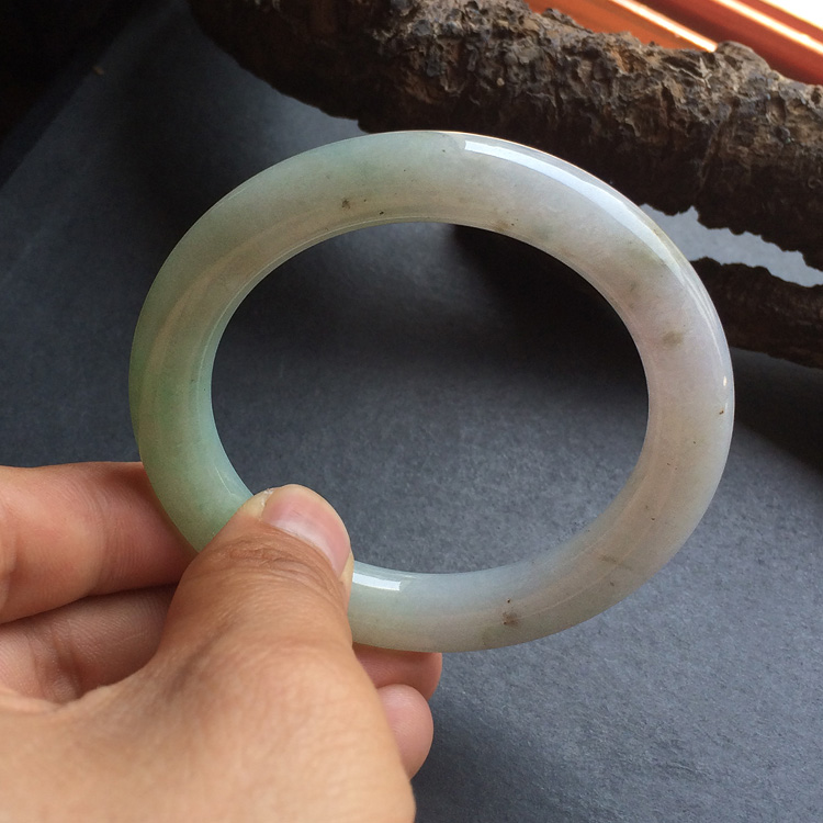 糯冰种晴水圆条手镯（53.5mm）