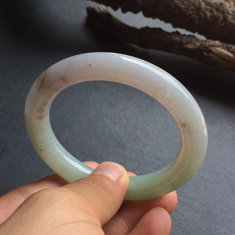 糯冰种晴水圆条手镯（53.5mm）