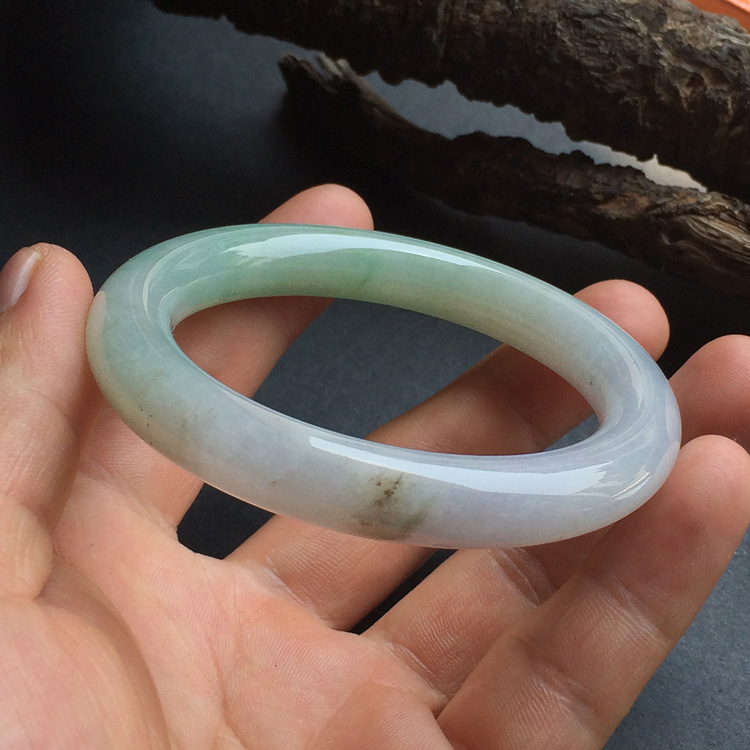 糯冰种晴水圆条手镯（53.5mm）