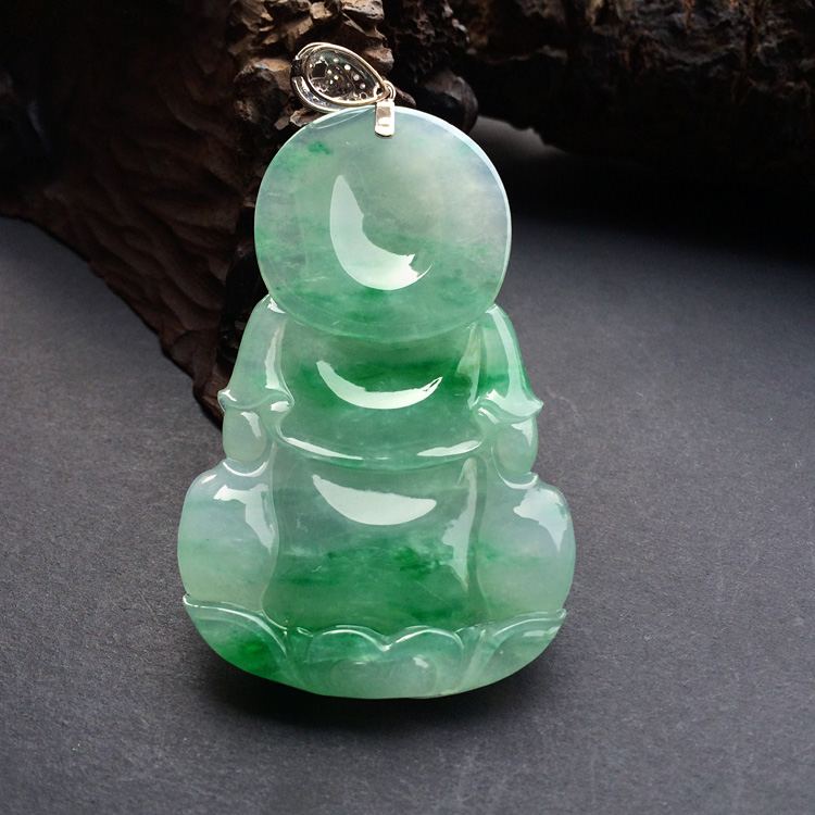 (超值推荐)糯冰种飘翠观音(金扣)