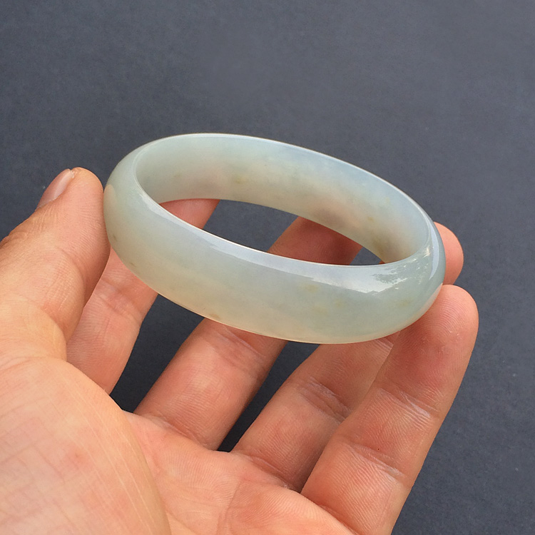 冰种晴水略带黄翡贵妃镯（54mm-45.7mm）