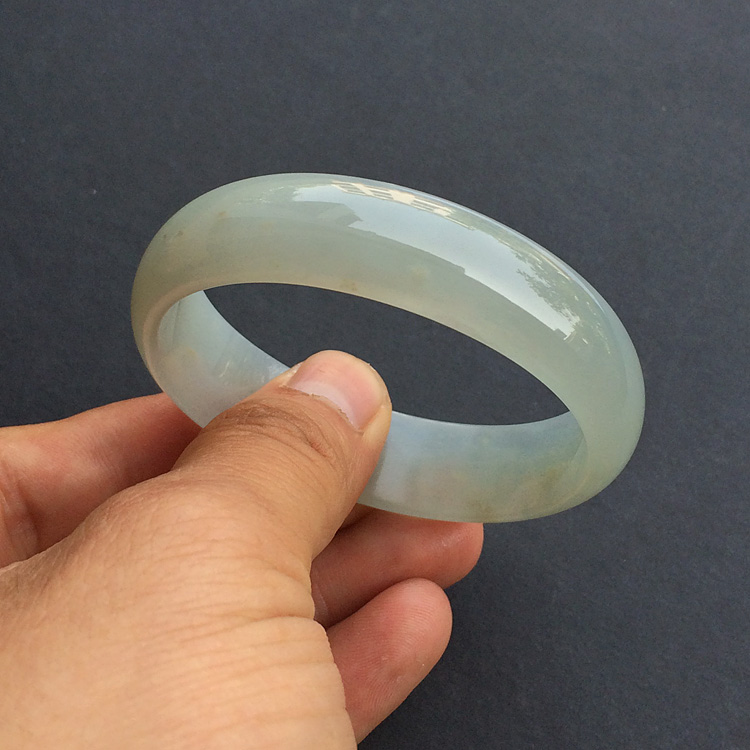 冰种晴水略带黄翡贵妃镯（54mm-45.7mm）