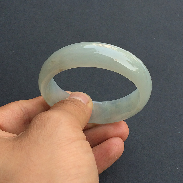 冰种晴水略带黄翡贵妃镯（54mm-45.7mm）