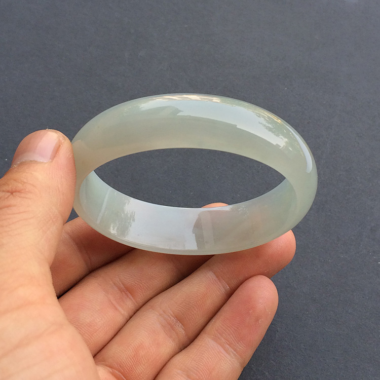 冰种晴水略带黄翡贵妃镯（54mm-45.7mm）
