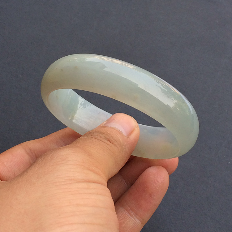 冰种晴水略带黄翡贵妃镯（54mm-45.7mm）