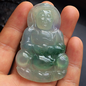 冰种飘花观音挂件