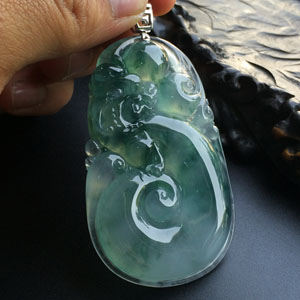 (超值推荐)冰种飘花龙行如意挂件