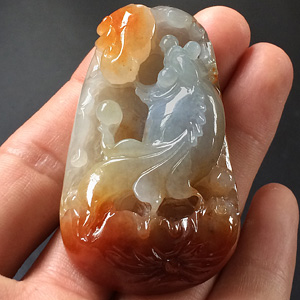 糯冰种红黄翡年年有余挂件
