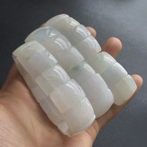 糯冰种白色淡晴水玉片手链(单价)