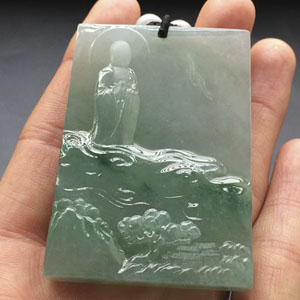 (超值推荐)(高松峰大师作品)冰种飘花佛光普照挂件