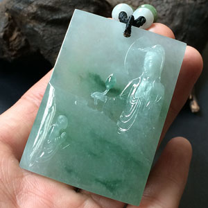 (超值推荐)(高松峰大师作品)冰种飘花普度众生挂件